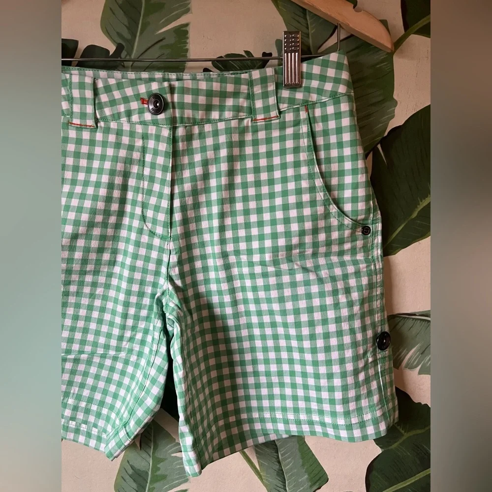 Nike Golf Green Gingham Check Shorts Womens 4 - Picture 3 of 6